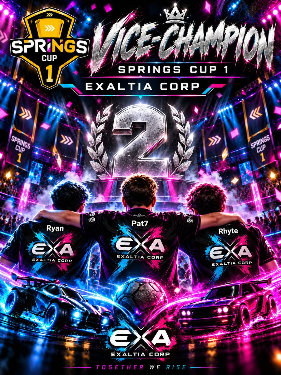 Tymagix_3D's tweet photo. 💔 FIN DE PARCOURS — TOP 2 SPRINGS CUP 1
Notre aventure s’arrête en GRANDE FINALE.
Après un parcours exceptionnel, EXALTIA CORP s’incline face à TEAM OBSIDIAN et termine cette SPRINGS CUP 1 à la 2ᵉ place. 🥈
Ryan • Pat7 • Rhyte auront tout donné jusqu’au dernier match pour tenter d’aller chercher le titre. 💙💗
GG à TEAM OBSIDIAN pour cette finale et félicitations pour leur victoire 🤝
Nous repartons avec une 2ᵉ place, énormément d’expérience et surtout la certitude que cette équipe peut aller très loin. 🔥
🥈 EXALTIA CORP — VICE-CHAMPION SPRINGS CUP 1
Merci à tous ceux qui nous ont suivis et soutenus durant toute la compétition. ❤️
RYAN • PAT7 • RHYTE
💙💗 TOGETHER WE RISE
#ExaltiaCorp #SpringsCup #Top2 #ViceChampion #RocketLeague #Esport #TogetherWeRise
@Pat7___ @SoldatRyan91 @Rhyte_
