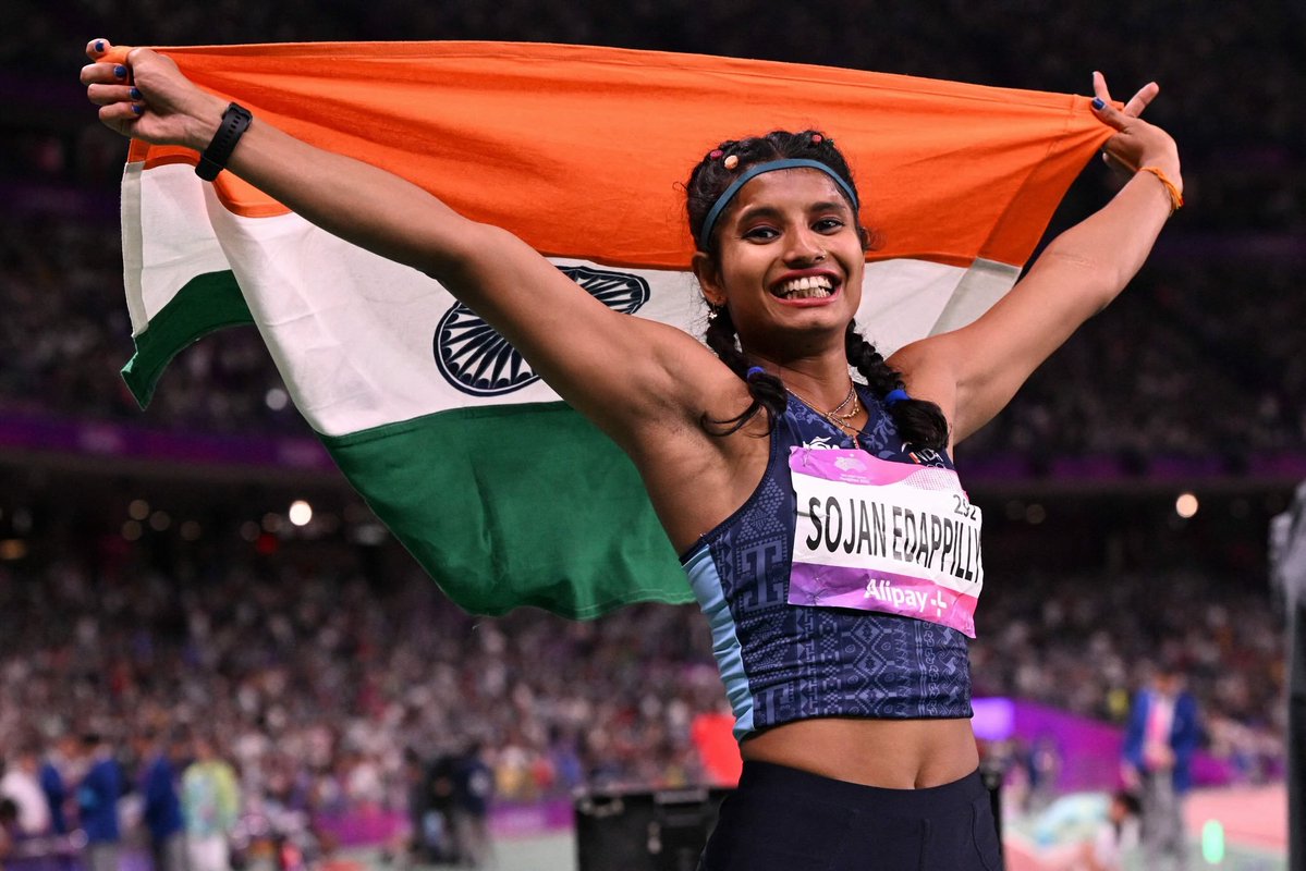 achyuta_samanta's tweet photo. Five more medals from Japan today! I am so happy to see my KIITians win for India at the 20th Asian Games in Aichi-Nagoya.

Sarvesh Kushare cleared 2.25m for Silver in the high jump, giving India a medal in this event after 56 years. Ancy Sojan jumped 6.53m for Silver in the long jump. Parul Chaudhary ran a national record 9:08.67 for Bronze in the steeplechase. Tejaswin Shankar won Bronze in the decathlon with 7,934 points, and Harita Bhadra took Bronze in the women’s 200m in 23.20 seconds.

Harita’s run brought back a special memory for me. In 2018, our Dutee Chand won Silver for India in the same event. She too clocked 23.20 seconds. Eight years later, another KIITian has won a medal for India in the women’s 200m.

All five of India’s athletics medals today came from our students. My KIITians have now won 11 medals at these Games—five Silver and six Bronze. My heartiest congratulations and best wishes to all of them.