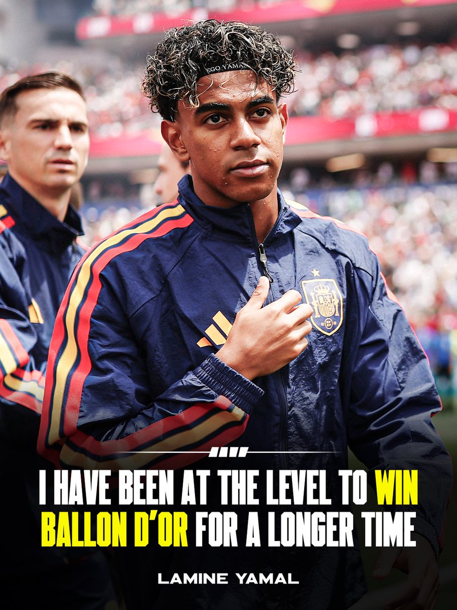 FabrizioRomano's tweet photo. 🌕 Lamine Yamal on the Ballon d’Or speaking to The Guardian: “Honestly, I don’t think it’s just this year that I’ve been at the level to win the Ballon d’Or… but it’s been for longer time”.

“Everybody knows it, and they know I’m a player who makes a difference. I believe some people think: Lamine is 19… he’ll win Ballon d’Or someday, so let’s give it to someone else”.

“I just have to 𝐰𝐢𝐧, 𝐰𝐢𝐧, 𝐚𝐧𝐝 𝐰𝐢𝐧, and there’ll come a moment when there won’t be any debate. There will be people who love it and others who say: 𝐡𝐞’𝐬 𝐬𝐨 𝐚𝐧𝐧𝐨𝐲𝐢𝐧𝐠… and that’s normal”.