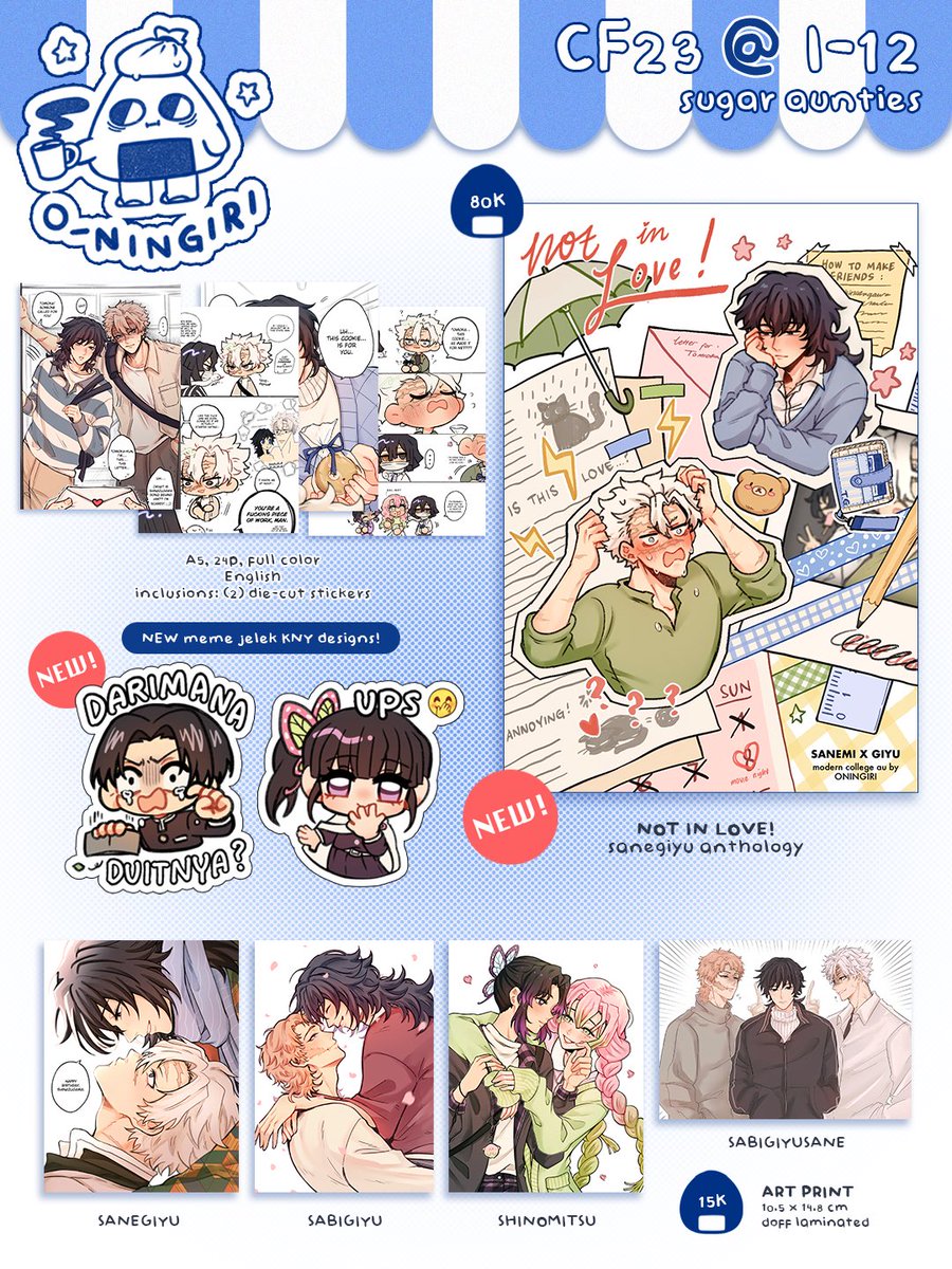 o_ningiri's tweet photo. 🔷 CF23 PICK-UP PO CATALOGUE 🍙
[🔁 &amp; 💙 appreciated!]

🛒 i-12 SUGAR AUNTIES
📅 Close: Oct 3 2026 (or until 20 orders!)

🔗 https://t.co/kbFGJaoBmp

🎨 KNY / DEMON SLAYER, WIND BREAKER, ONE PIECE, JJBA https://t.co/WzEtKZLCiN