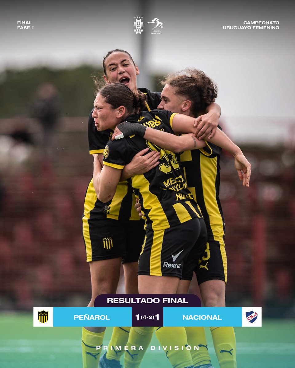 AUFfemenino's tweet photo. 🔚 𝐑𝐞𝐬𝐮𝐥𝐭𝐚𝐝𝐨 𝐟𝐢𝐧𝐚𝐥

¡Triunfo de Peñarol por penales!

⚽️ Sinoxolo Cesane (NAC); Miya Grant-Clavijo (PEÑ)

#EllasJuegan https://t.co/83SqcjKPml