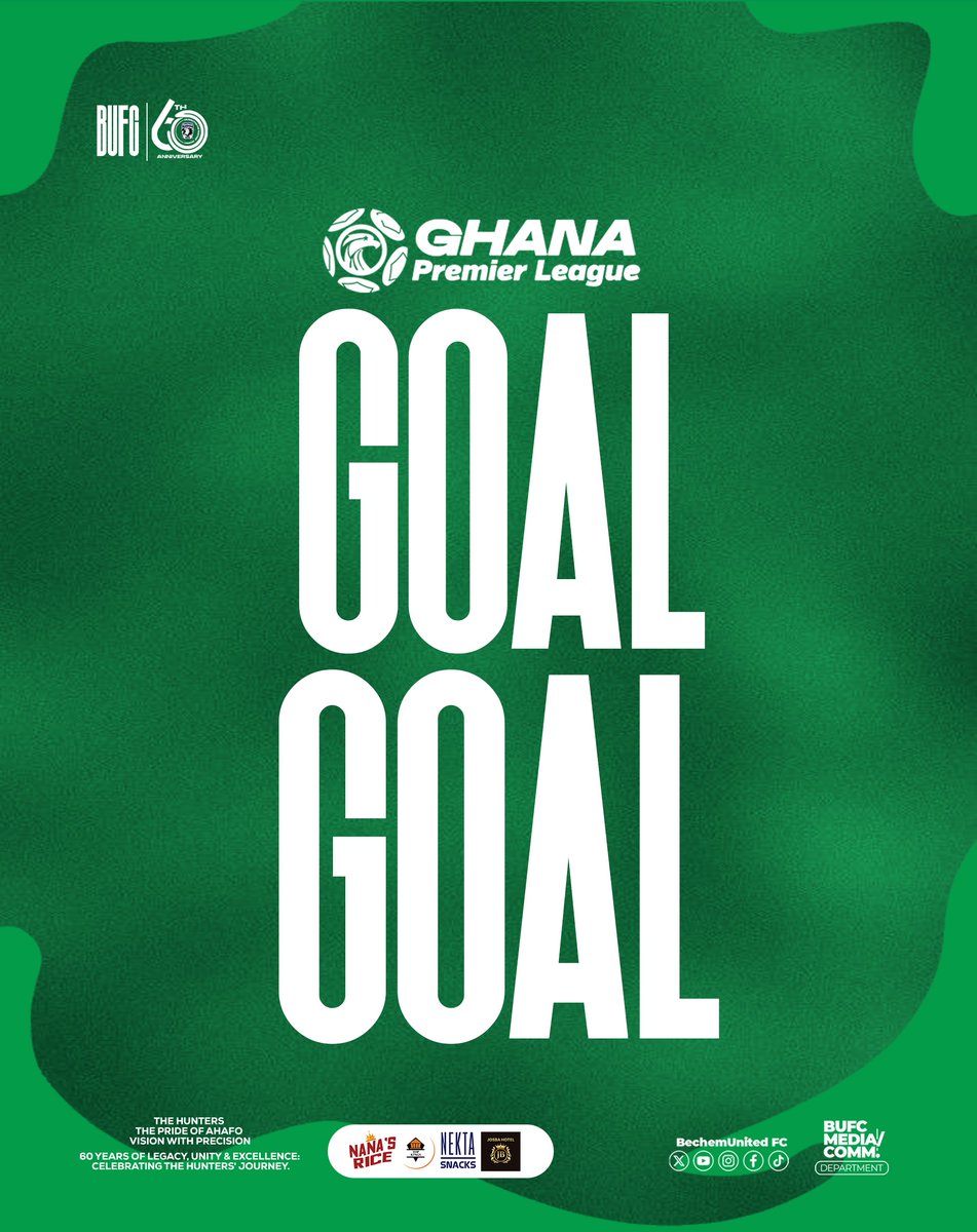 BechemUnitedFC's tweet photo. β 5"
Gooooooal β½
Derrick Atta Afriyie heads the ball into the back of the net from a free kick taken by Okrah!
Bechem United 1οΈβ£ π 0οΈβ£ Dreams FC
#BUFCπ
#GPLMD4 #GPL2026
#BechemDreams https://t.co/lhLwZaXmru