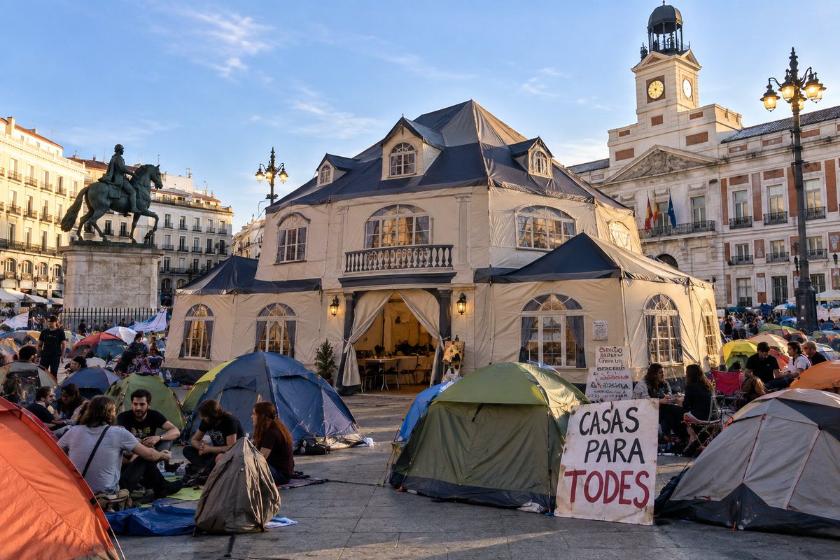 CanalRedNews's tweet photo. 🔴 ÚLTIMA HORA | Irene y Pablo instalan su tienda de campaña en la Puerta del Sol: "Nosotros también estamos indignados por el precio del alquiler". https://t.co/gJrnIuJVWg
