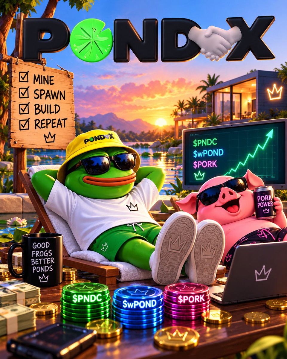 PondStreetBets's tweet photo. Some frogs chase candles.

We’re building the pond. 🐸

$PNDC
$wPOND
$PORK

Mine. Spawn. Build. Repeat.

No panic. No sleep.
Just pond.

POND STREET BETS 🟪🐸

#Pond0x #PNDC #wPOND #PORK https://t.co/zRtLDIJS5n