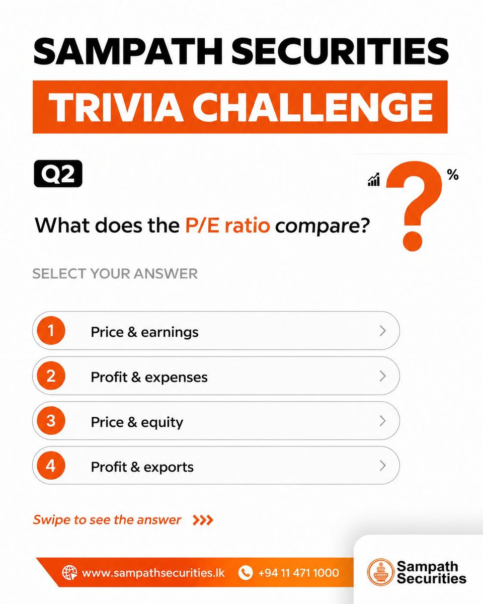 sc_securities's tweet photo. Think you know the market? Test your CSE knowledge with this quick trivia challenge.

#cse #stockmarket #investoreducation #trivia #sampathsecurities https://t.co/HE7mKfJ2XV