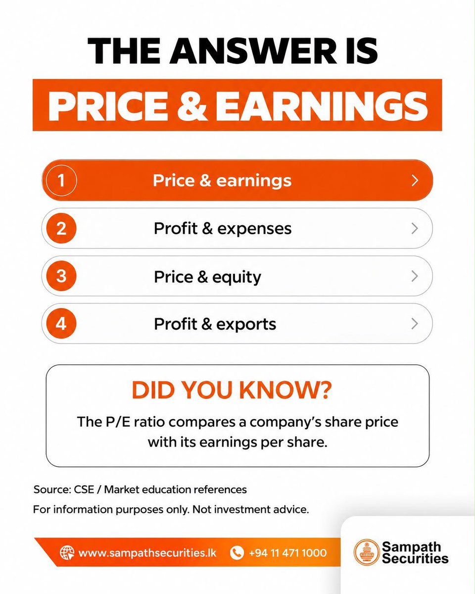 sc_securities's tweet photo. Think you know the market? Test your CSE knowledge with this quick trivia challenge.

#cse #stockmarket #investoreducation #trivia #sampathsecurities https://t.co/HE7mKfJ2XV