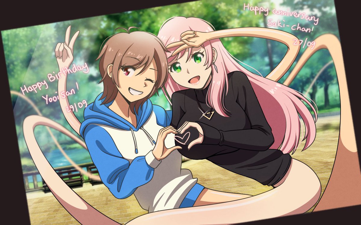 PantsuDesu's tweet photo. 9 years ago today, Saki became a thing!
The date also happens to fall around the same time as Yooi's birthday, and he was one of her primary inspirations!

So it's time for a dual celebration! 

Happy anniversary to Saki and Happy Birthday to Yooi! 🎉 https://t.co/xKibBziIIv