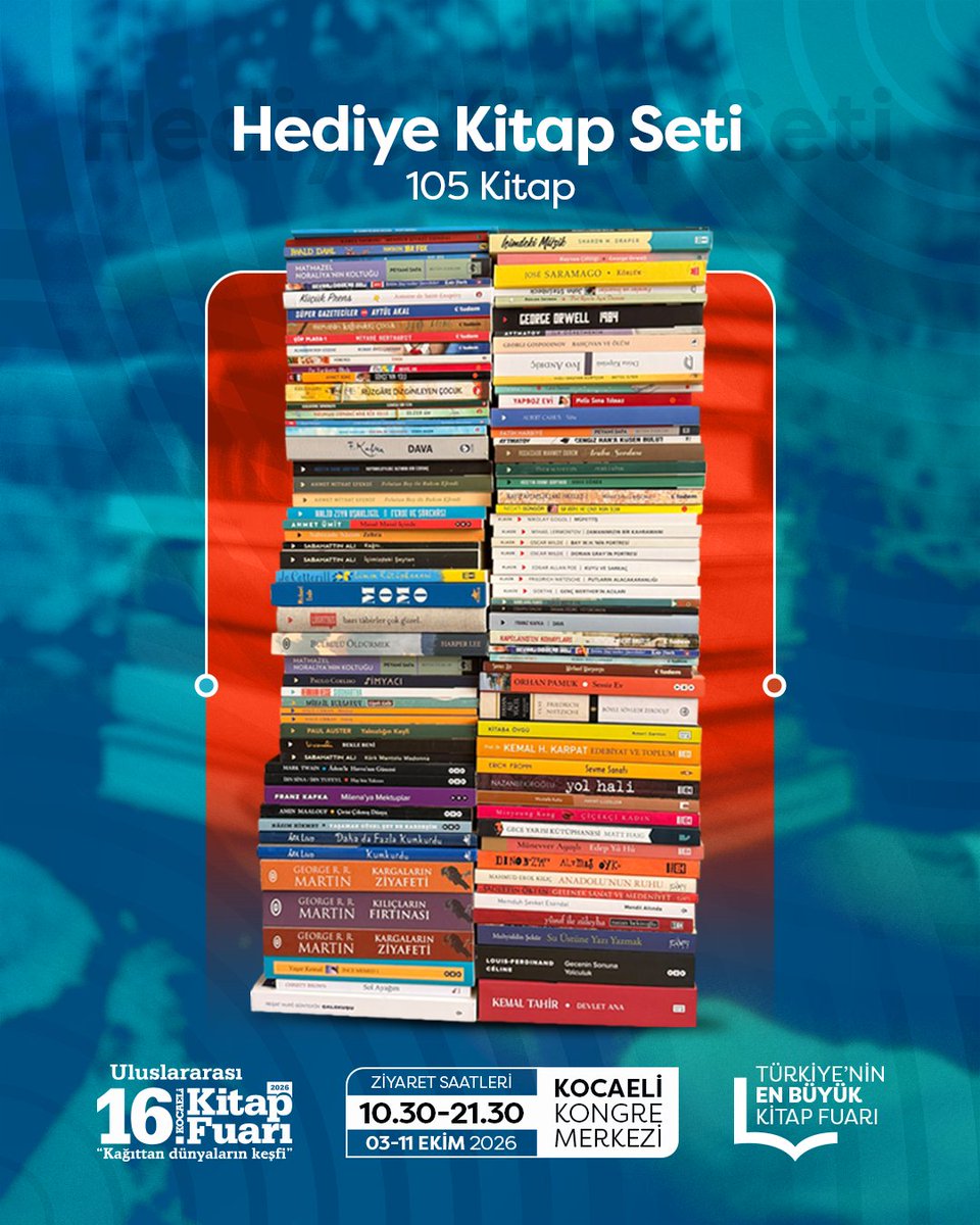 izmitkitapfuari's tweet photo. 📚 #KitapÇekilişi 🎁

1.  Gönderimizi beğen.
2. İki arkadaşını etiketle
3. @izmitkitapfuari ve @kocaelikltrsan1 hesabını takip et.😊

Bir kişiye toplamda 105 kitaptan oluşan dev kitap seti hediye ediyoruz. 

🗓️ Çekiliş sonucu 02 Ekim Cuma günü açıklanacaktır. https://t.co/BSwztKGiM7