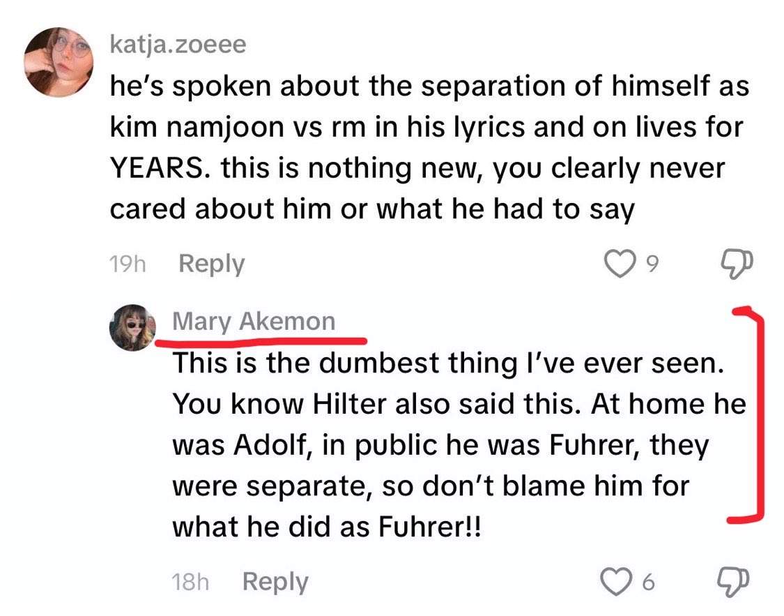 myfriendandeye's tweet photo. This is Mary Akemon, Assistant Director of Communications for Politics at SEIU (@SEIU)

Her job is to run political messaging for a major union 

But she went online to compare #RM separating his private and public persona to Adolf Hitler (?) separating himself from the Führer ❗️ https://t.co/Xj9vKqogXG