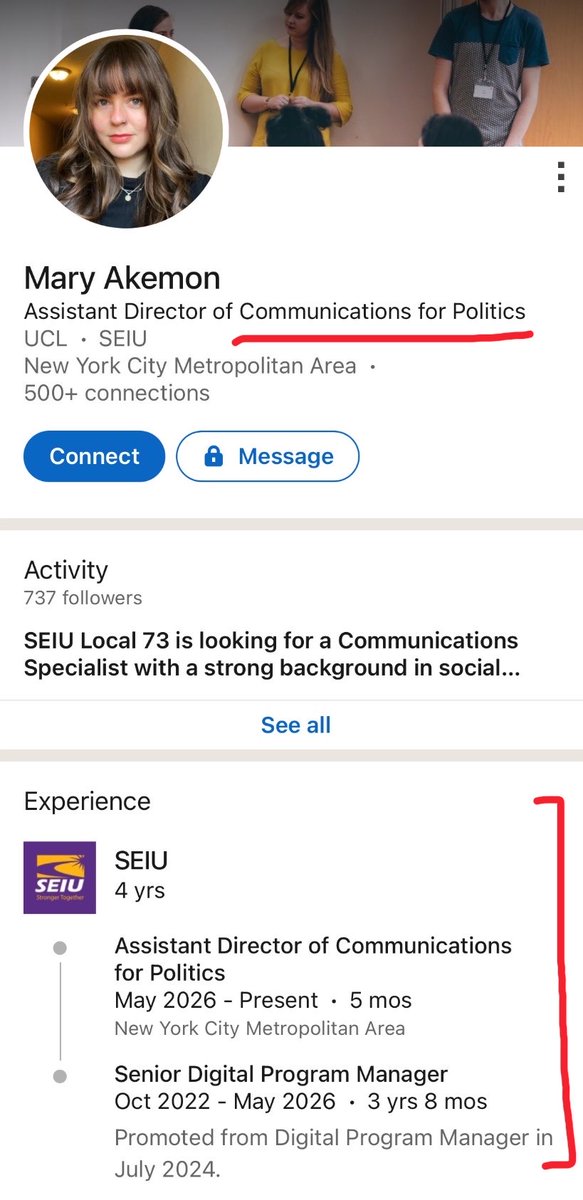 myfriendandeye's tweet photo. This is Mary Akemon, Assistant Director of Communications for Politics at SEIU (@SEIU)

Her job is to run political messaging for a major union 

But she went online to compare #RM separating his private and public persona to Adolf Hitler (?) separating himself from the Führer ❗️ https://t.co/Xj9vKqogXG
