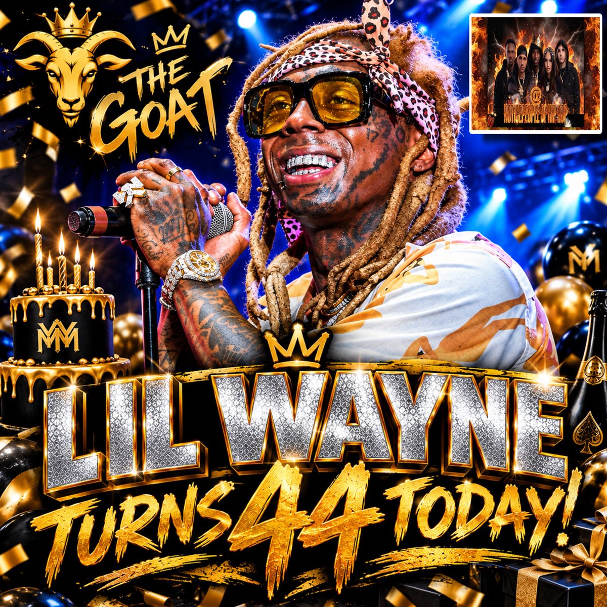 Noticepeople's tweet photo. Happy 44th birthday to one of the most influential rappers of all time, Lil Wayne! ππ
From the Hot Boys to the Young Money empire, he changed the hip-hop game forever. Drop a π to show respect!
#NoticePeople #LilWayne #YoungMoney https://t.co/LppmEwuYkB