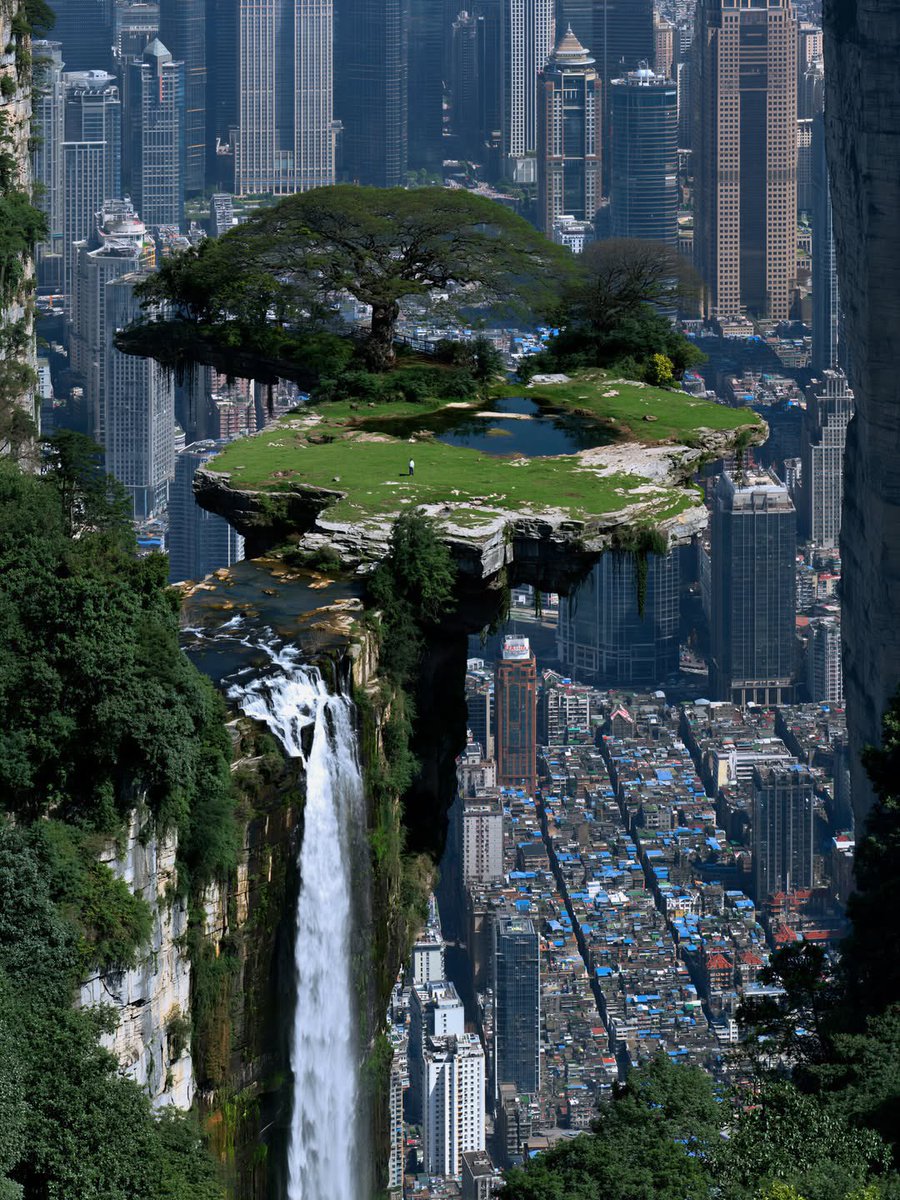 parametricarch's tweet photo. 🌍 Plot twist: the city was never the big thing.

In Maxime Velhinho De Araujo’s imagined worlds, entire skylines become background noise. Cliffs slice through neighborhoods, oceans rise beside impossible edges, and geological forms arrive at a scale that makes skyscrapers look almost incidental.