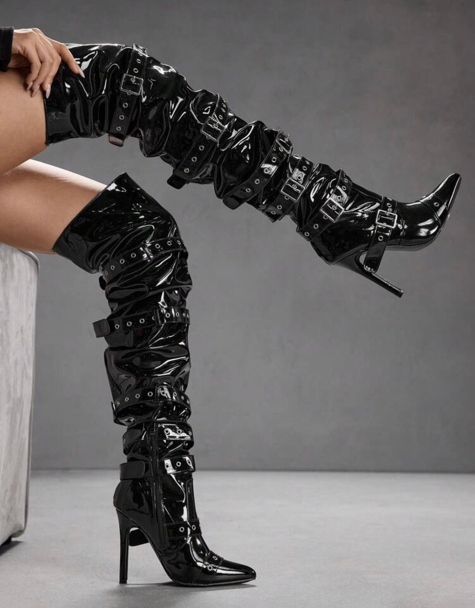 GoddessRebel__'s tweet photo. My only love. These pvc multi strap boots. I had to get 2 pairs. One to wear out and one to keep new. I love high heel boots. I’m obsessed with them. What do you think? Abit of flithy foot boot worship? https://t.co/6zCv5QxdbS