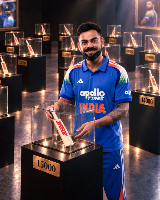 Run Machine Virat Kohli adds another feather to his cap! 👑🔥  He reaches the incredible mark of 15,000 ODI runs in just 303 innings 💪