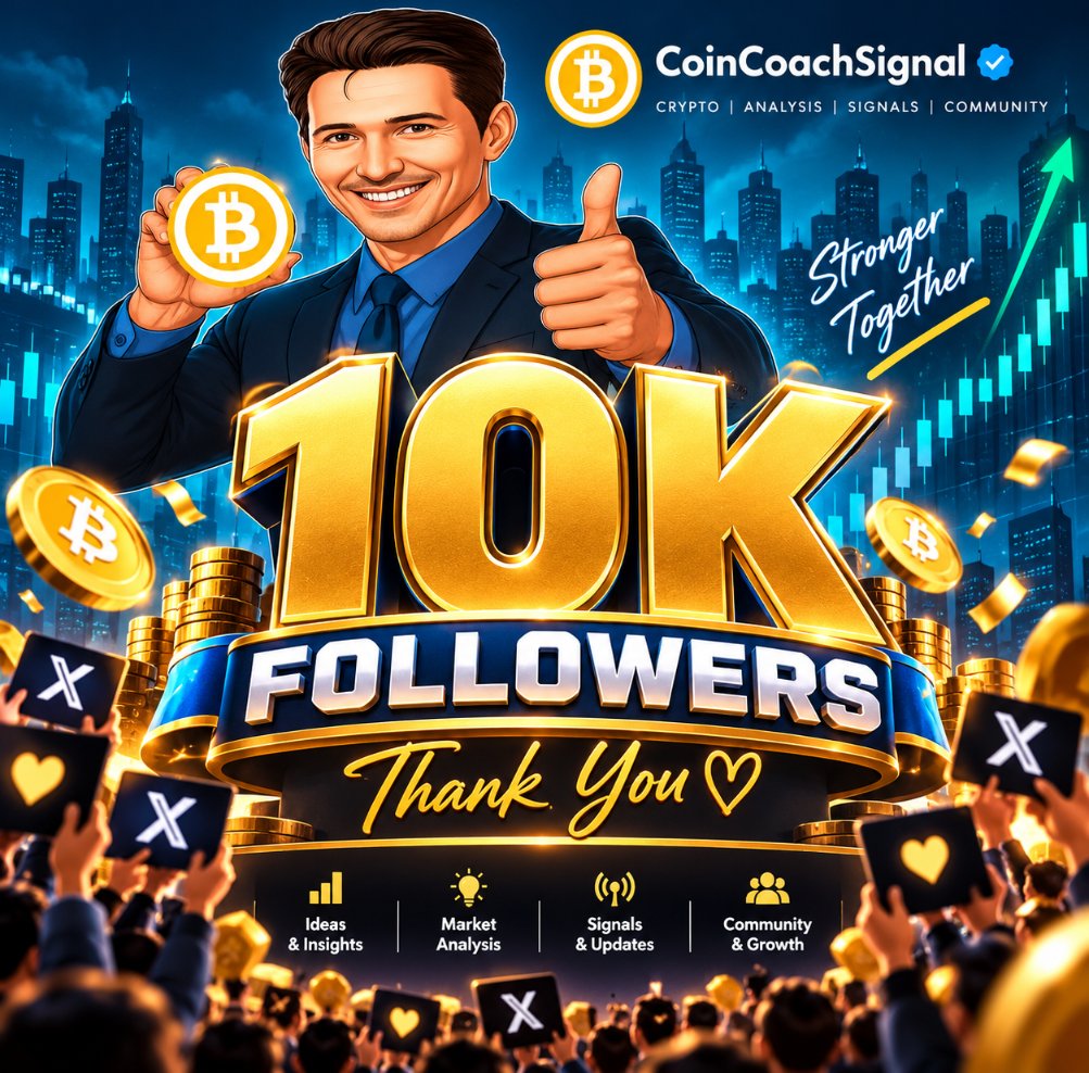 CoinCoachSignal's tweet photo. 10K ❤️

Today, we officially became a family of 10,000 on X.

Honestly, it’s not just a number it represents the love, support, conversations, and trust of everyone who has made this journey so special.

A heartfelt thank you for every Like, Reply, Repost, and DM. 🙏

We’re just getting started. There’s so much more to learn, share, discuss, and build together.

10K complete - the next milestone will be even bigger. 🚀

And our goal isn’t just to reach more people, but to build a community where every voice matters.

Thank you for being part of this journey. ❤️

@CoinCoachSignal #CoinCoachSignal @binance @Bybit_Official @kucoincom @BingXOfficial #Crypto #Trader @CoinMarketCap