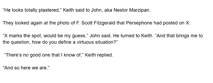 persephone42856's tweet photo. In her search for his missing materials, Keith's daughter has based the ghost story Routine Apparitions on Keith's own novel Rhino Ritz in which F. Scott Fitzgerald appears. From the immortal realm of X Keith and his friend John survey the matter closely. #zen #ghoststory https://t.co/gwJztvaf7M