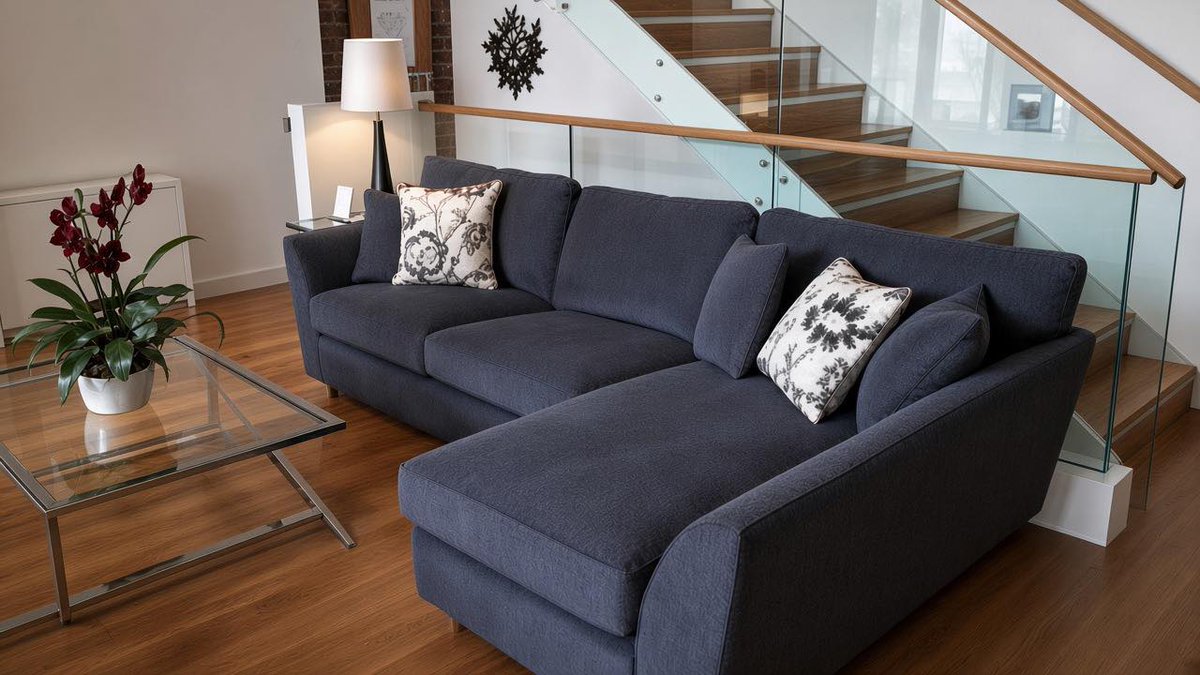 MerissaCrofton's tweet photo. The Bradley by The Hastings Sofa Company: deep navy, a generous L-shape, and a chaise made for slow evenings. Soft, refined, and ready to become the heart of the room. https://t.co/VDC6Y961p2
