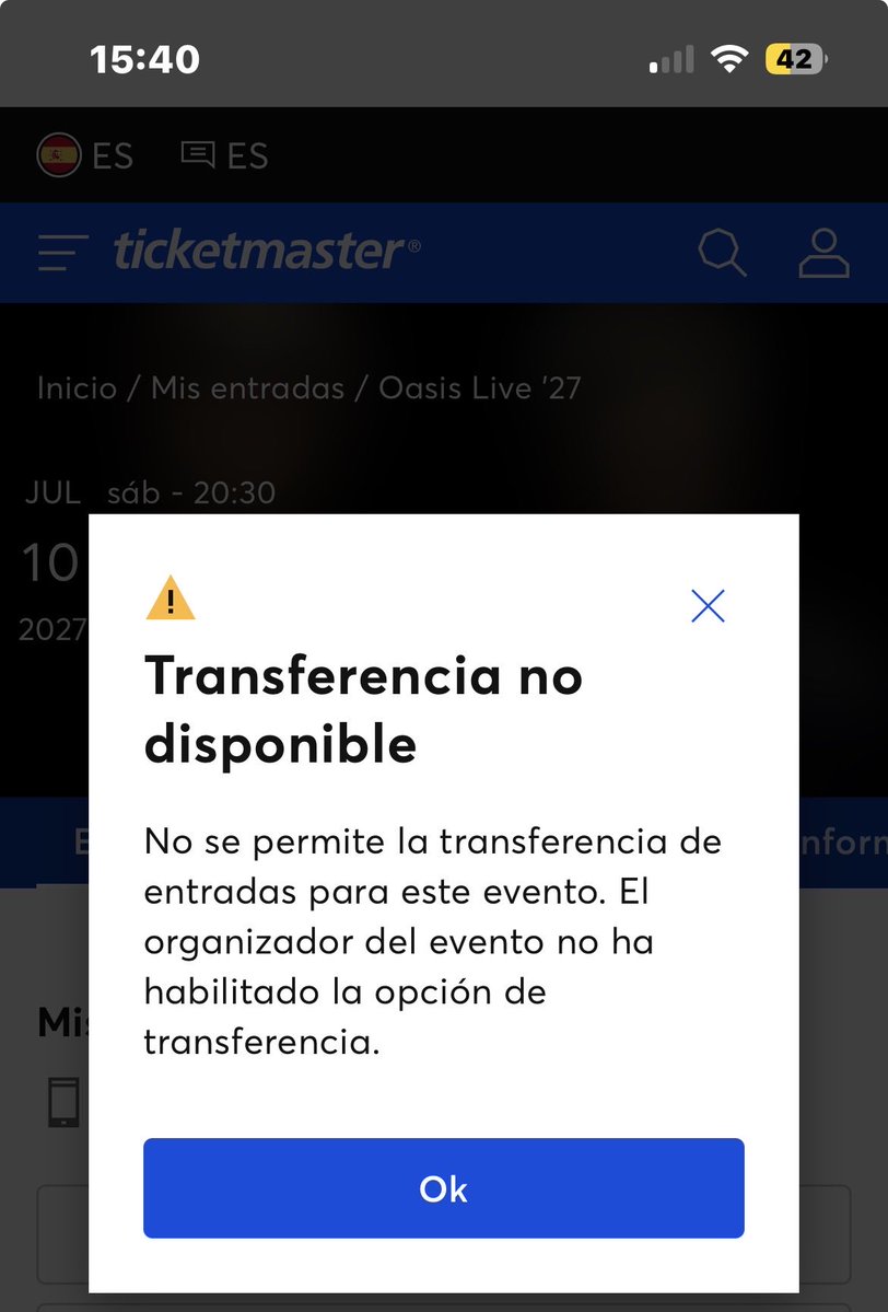 chenchuu1987's tweet photo. @apatheia84 pues de q yo tengo entrada y no me deja transferirla https://t.co/iWqn35Q2Fc