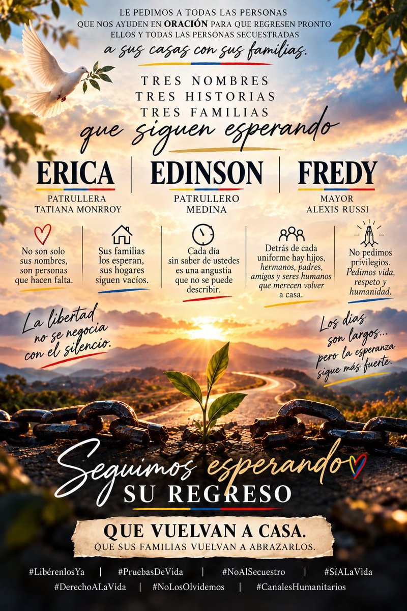 JeimyGaRu's tweet photo. Vida y Libertad, respeto por los derechos humanos, señor presidente @AbelardoPTE @ABDELAESPRIELLA no nos olvidemos de los secuestrados, ayúdenos a traerlos sanos y salvos a casa, en donde los esperamos con mucho amor, gracias. @mindefensa @PoliciaColombia https://t.co/gzJRq4Gu1m