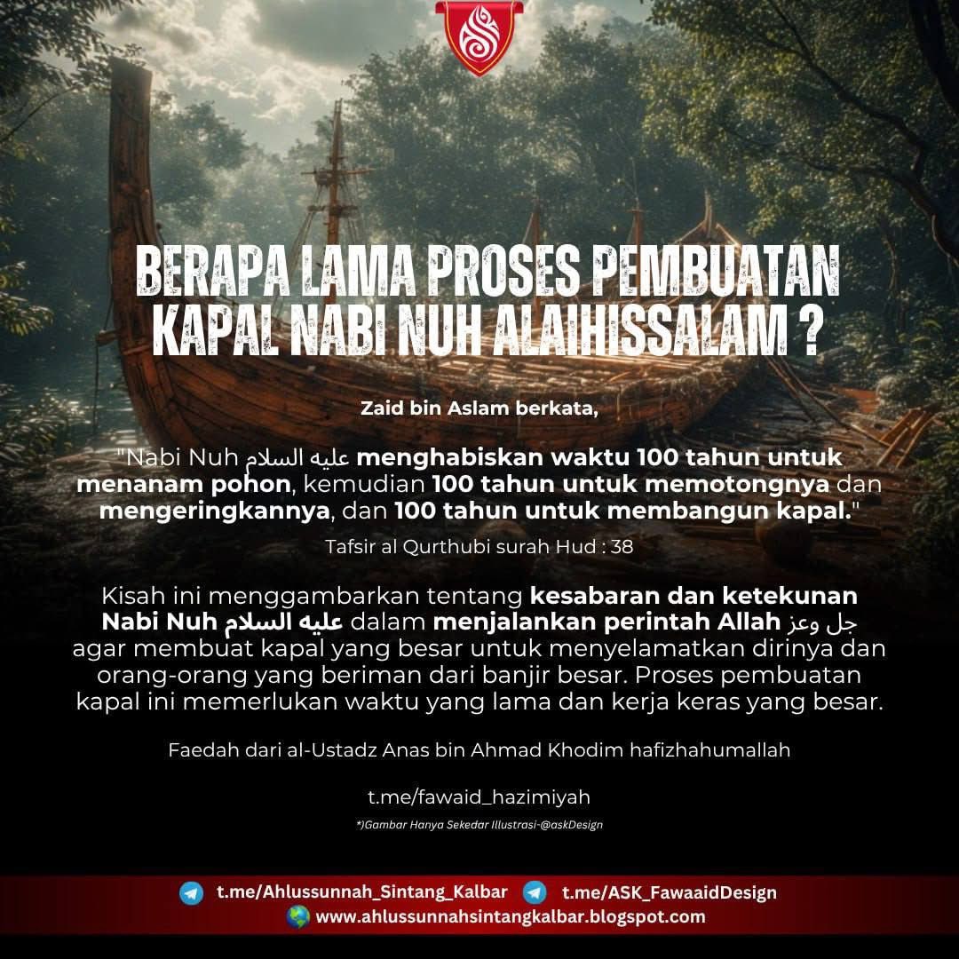 lilaccountz's tweet photo. no no yaaa😃✋

funfact : kayu kayu yg dibuat kapal itu asalnya bukan nebang dari pohon yg sudah ada guys. tapi dari pohon yg memang ditanam sendiri oleh Nabi Nuh & kaumnya.

-100 tahun pertama utk penanaman pohon
-100 tahun berikutnya untuk motong dan mengeringkan kayu
-100 tahun berikutnya untuk pembuatan kapal