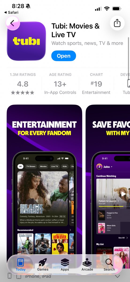 burymeunderMSG's tweet photo. Of all the options, @Tubi chose Black Knight as the big selling point. https://t.co/WIg9elxAwM