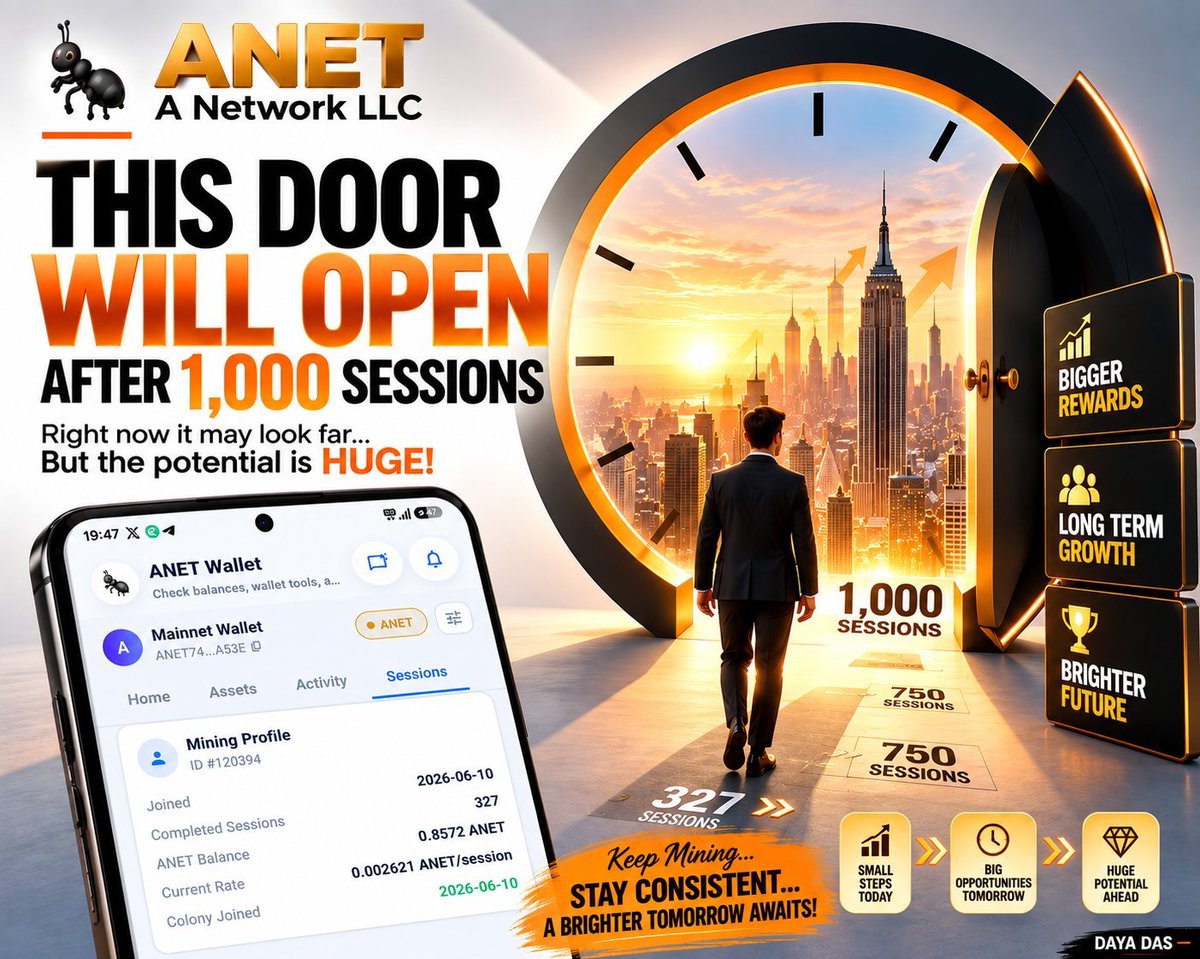 DeltixNetwork's tweet photo. 🚪 THE DOOR OPENS AT 1,000 SESSIONS.

Right now, I’m at 327 Sessions — still a long way to go. 🔥

But every session is one step closer.

327 → 1,000 SESSIONS
Small steps today.
Big opportunities tomorrow. 🚀

#ANET #ANetwork #ANTS #Web3 #Blockchain #Crypto @LateshShetty13 https://t.co/j8ulCqydqD