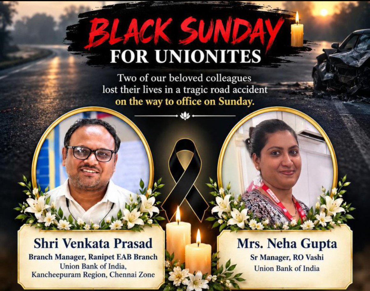 PraveenGupta__'s tweet photo. #BlackSunday 
Two @UnionBankTweets staff lost their lives while travelling to and from the office. 

Two lives lost Two families shattered. https://t.co/pvWscaSiY9