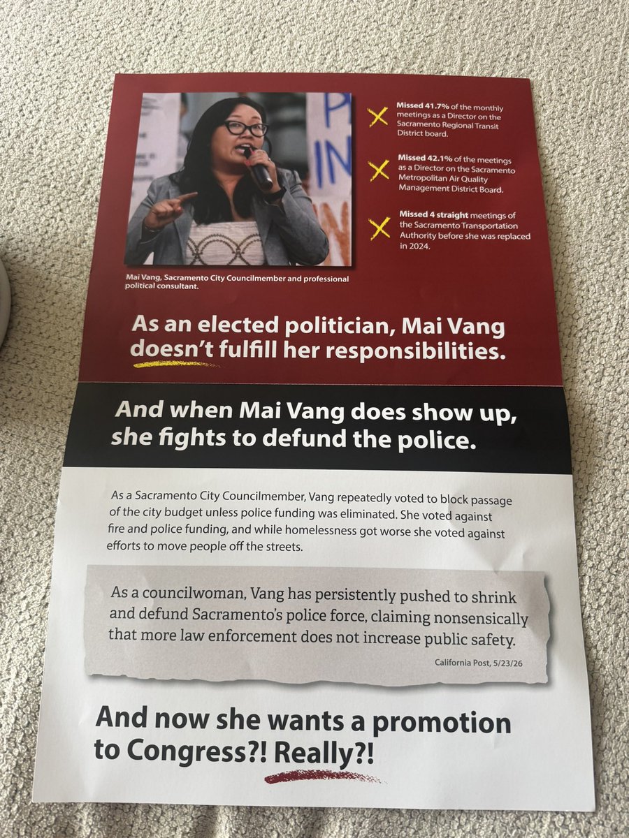 georgeandrews's tweet photo. Our pure Republican household has received zero positive mail from Congresswoman Doris Matsui this general election, just attacks on Mai Vang in the all-Democrat fight for #CA07. https://t.co/Cctu7BLPyf
