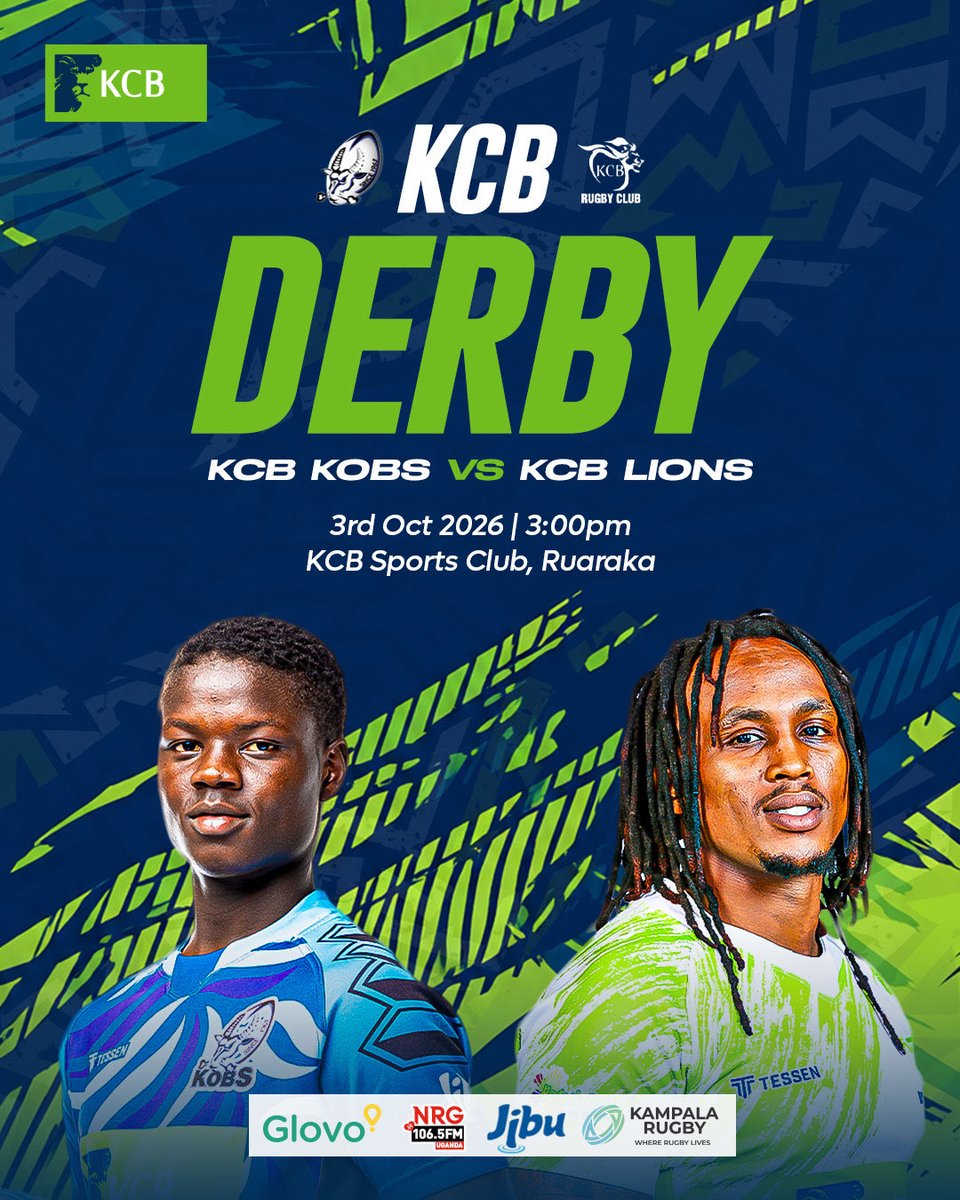 KobsrugbyUg's tweet photo. 3.10.2026

Incoming: The KCB Derby

#KCBKOBs #PoetryInMotion #BlueArmy. https://t.co/KmA9oLP21Q