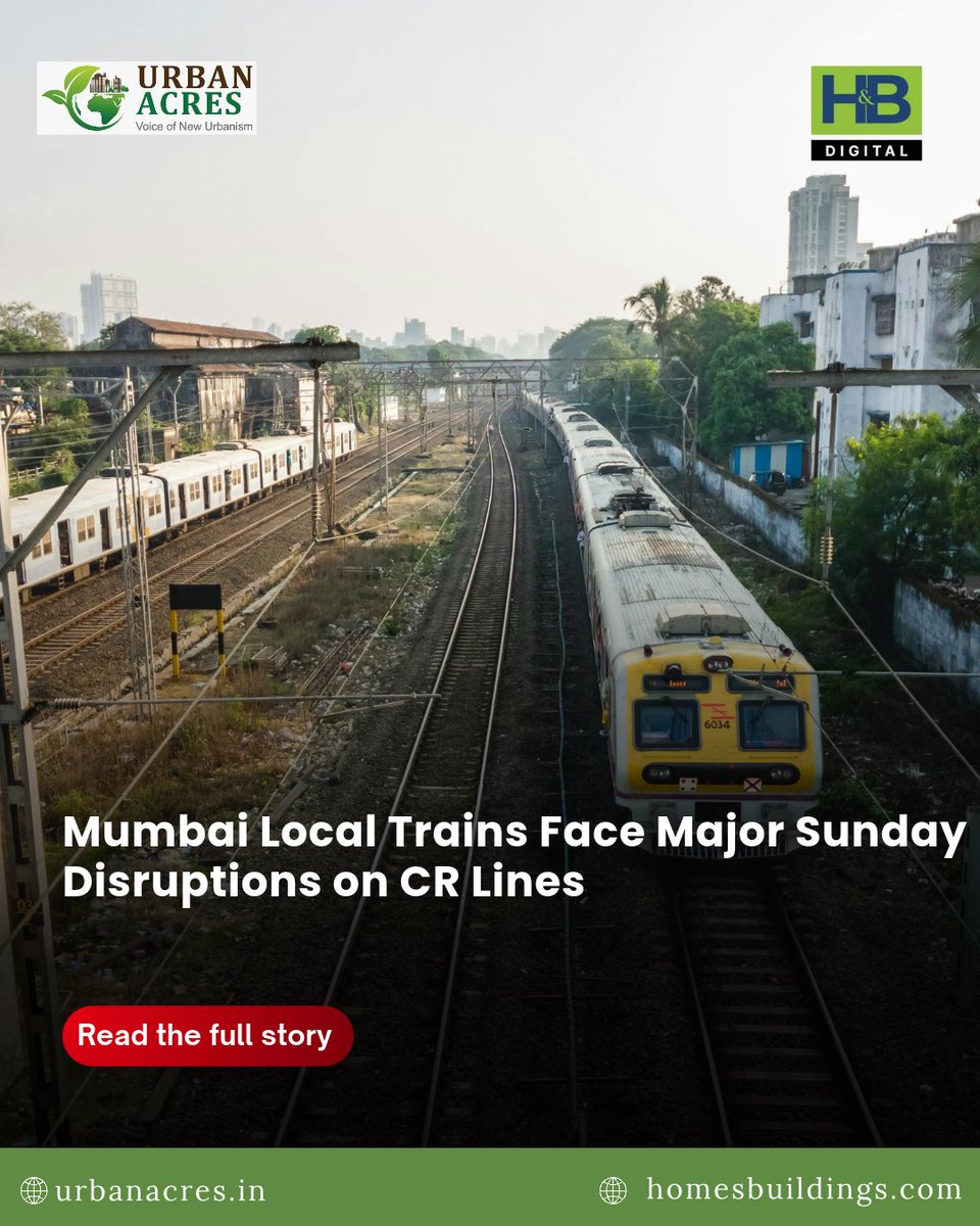 TheUrbanAcres's tweet photo. Central Railway will operate Sunday engineering blocks, causing diversions, cancellations and suspensions across Mumbai’s Main and Harbour lines.
Read More : https://t.co/tZfjwgt7TS
#Mumbai #MumbaiLocal #CentralRailway #TrainUpdates #Railways #PublicTransport #Commuters #Matunga #Mulund #Kurla #Vashi #Panvel #TravelUpdate #Infrastructure
@Central_Railway
@RailMinIndia
@mybmc
@MTPHereToHelp