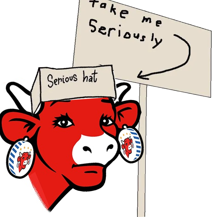 Valkyrie_Fleur's tweet photo. Any serious political statement from the laughing cow is gonna end up being hilarious.

(not my meme) https://t.co/sLMdzl7Kh9