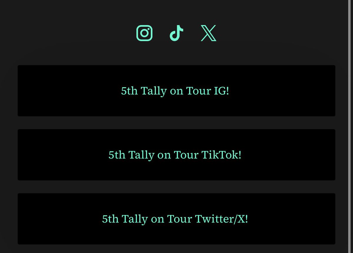 the5thtally's tweet photo. We are on Instagram and TikTok too! Follow the link in our bio to see all of our accounts including our TOUR SPECIFIC content accounts (which will be aesthetically rebranded when our favorite star tour inevitably comes to an end😔) ⭐️🩵 love yall! Thanks for the support thus far! https://t.co/6fqS9hVg4A