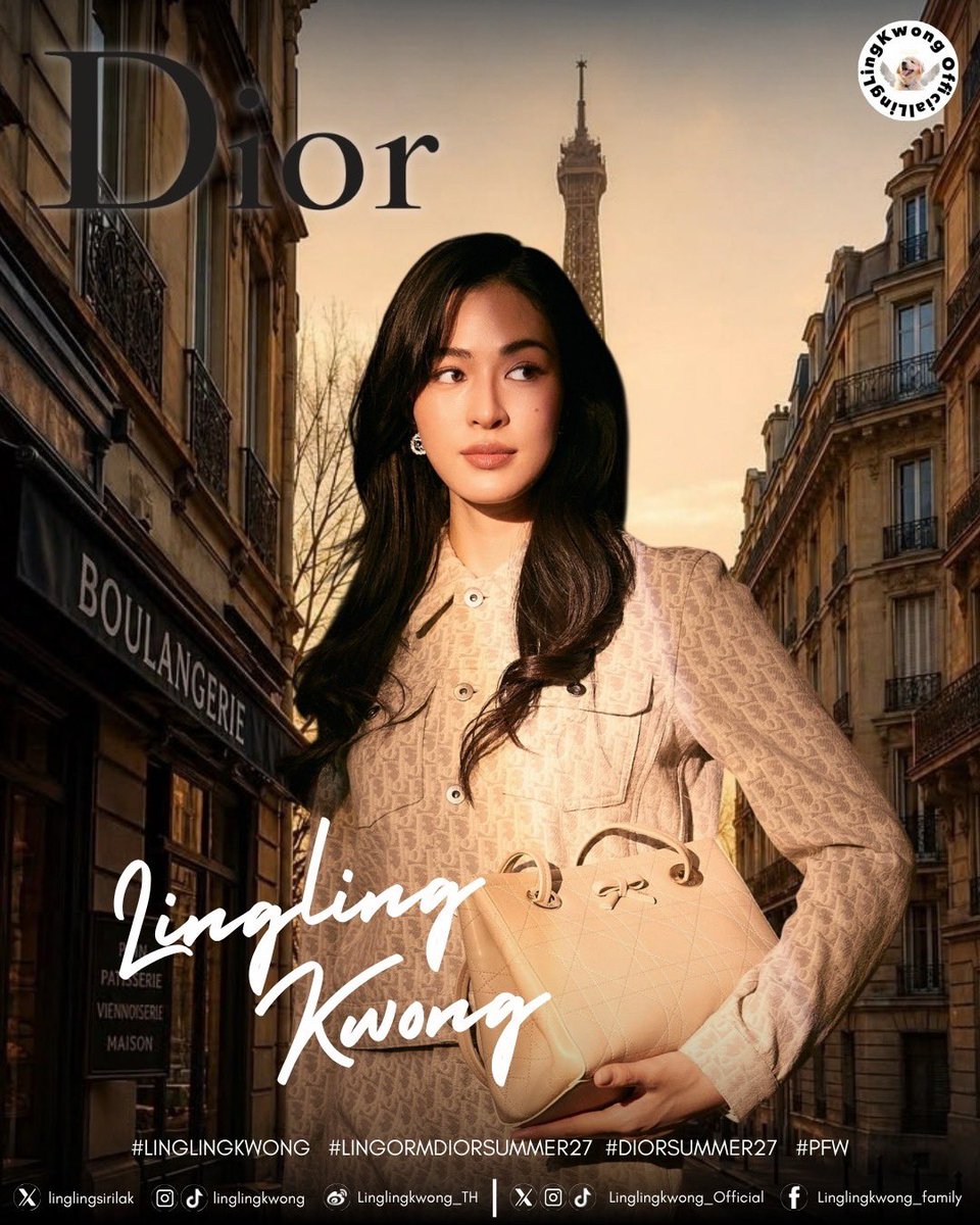 lingling_fans's tweet photo. Lingling Kwong and #Dior in the soft glow of Paris. A beautiful moment that feels warm, natural, and entirely her own. ✨

#LinglingKwong 
#LingOrmDiorSummer27
#DiorSummer27 #PFW
@linglingsirilak @Dior https://t.co/6ZaFBQpnMM