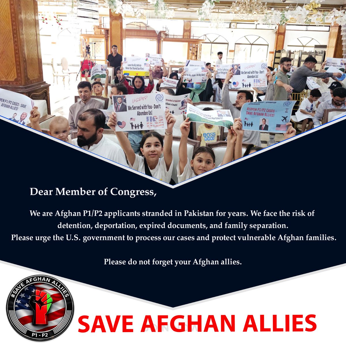 nuristanihaide2's tweet photo. @RepGraceMeng Afghan women &amp; children stuck in Pakistan under P1/P2 are living in fear—no school, no rights, no safety. The U.S. must act now. Resume refugee processing. #LetUsLive #AfghanRefugees #Save_Afghan_Allies_USRAP https://t.co/r3sw1G0ynl