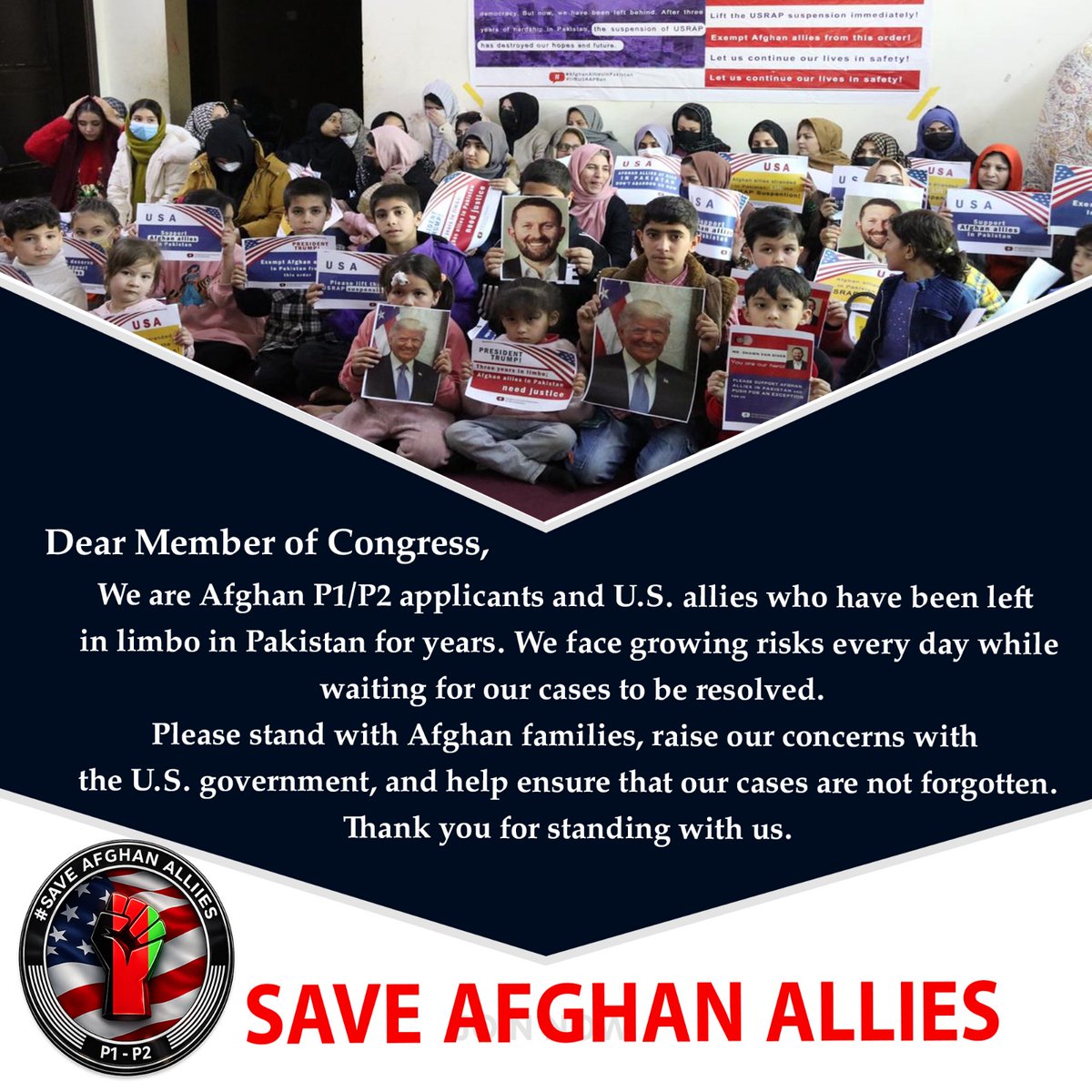 nuristanihaide2's tweet photo. @RepGraceMeng Afghan women &amp; children stuck in Pakistan under P1/P2 are living in fear—no school, no rights, no safety. The U.S. must act now. Resume refugee processing. #LetUsLive #AfghanRefugees #Save_Afghan_Allies_USRAP https://t.co/64rSzIf88Z