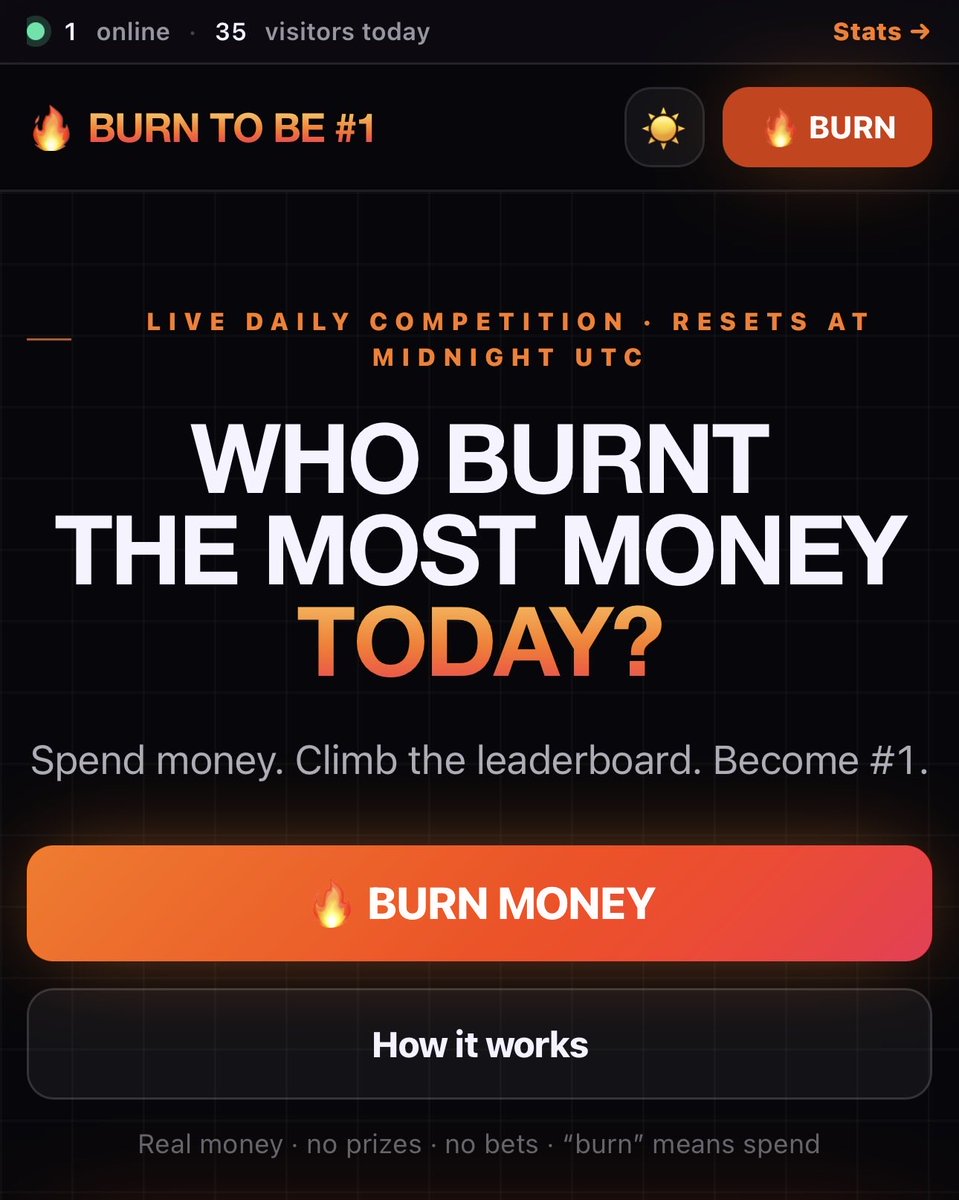 Ali_SoloBuilder's tweet photo. come take #1 on BurnToBe1. 👑

https://t.co/hmEn8ocCAy

Who’s brave enough to burn their way to the top?  📷 https://t.co/bBgO0Y6TFq