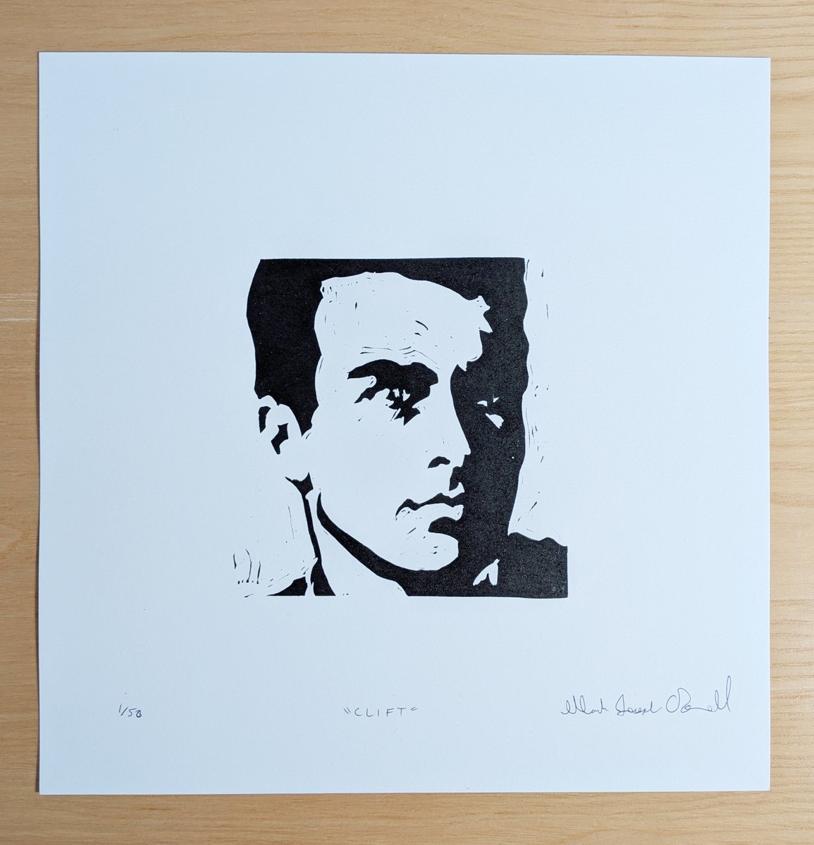 ProfMOConnell's tweet photo. NEW LINO PRINT — MONTGOMERY CLIFT MJO'C https://t.co/n58M6UscQ0 Limited-time price: C$40
Regularly C$60, taxes in.
(Shipping and handling extra DM for quote)
#MontgomeryClift #QueerArt #QueerIcon #markoconnellstudio #BlockPrint #Letterpress https://t.co/PX9tLvcRqX