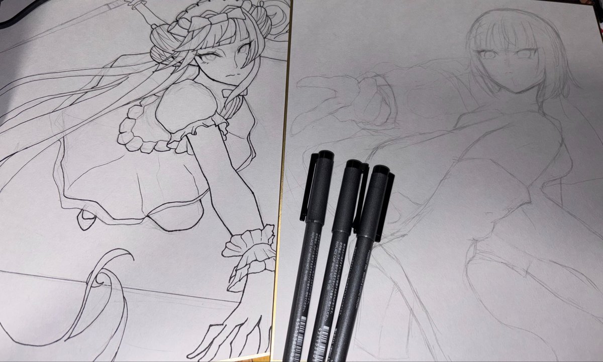PIKUTAKO's tweet photo. #inART #ShiorinSketch
ペン入れはやっぱ手が震えて難しいです🥲
色塗りまでがんばります！
Inking is still so difficult, especially with my shaky hands 🥲
I’ll keep going and do my best to finish the coloring! https://t.co/HVsxKMu5av