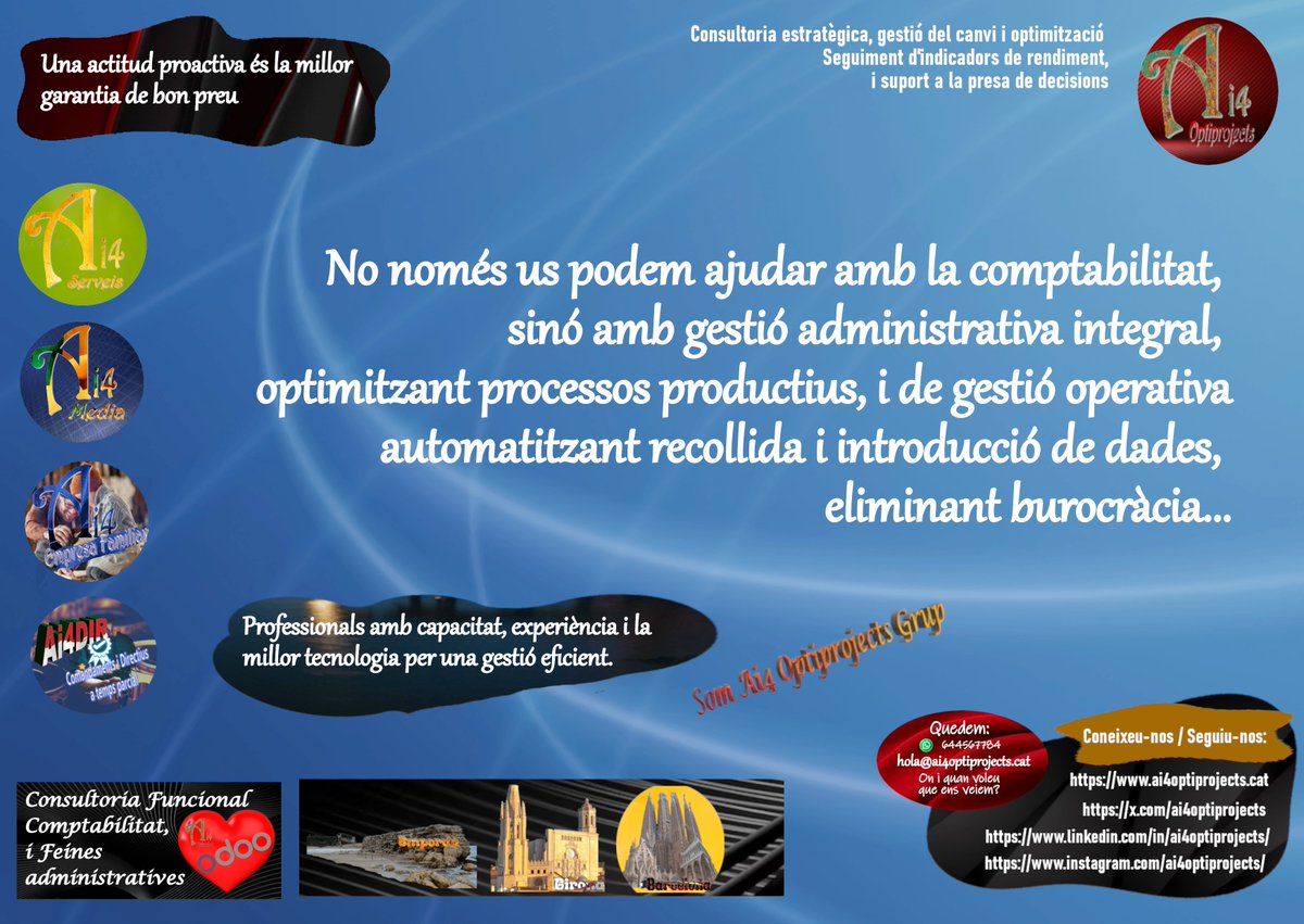 ai4optiprojects's tweet photo. La #GestiodelCanvi implica carrega de feina important.
#SolucionsAi4 us pot ajudar tant en fase de #Planificació, com #Execució, o #Control.
#FeinesAdministratives i #MentoriaiExecucio https://t.co/vr3xHUDfc4