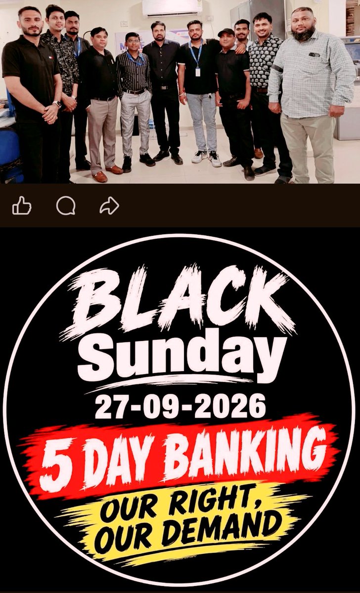 HimanshuMakvan8's tweet photo. #5DayBankingNow

ONE VOICE. ONE UNITY. 5-DAY BANKING.
#BlackSunday
#BLACKDAY
#5DayWeekandFairPLI #PSUBanks #UFBU #AIBOC #FBOIOA
@fboioa_india @nilesh_pawar15 @aiboc_in @UFBUIndia 
@NigamBrahmbhatt https://t.co/Evo0gLf3eH
