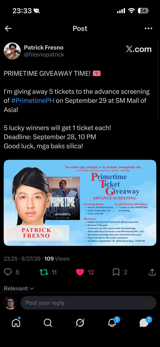 projectcedd's tweet photo. @fresnopatrick #IStandOnPatrickFresno #PrimetimePH
@filmgyus @jeiiyun_ grabe super bait ni kuya fresno maraming salamat po sa maagang pamasko like grabe THE BEST π«Άπ»π«Άπ»β€οΈβ€οΈβ€οΈβ€οΈπ«Άπ»π«Άπ»π«Άπ» https://t.co/VGMxeFfmxY