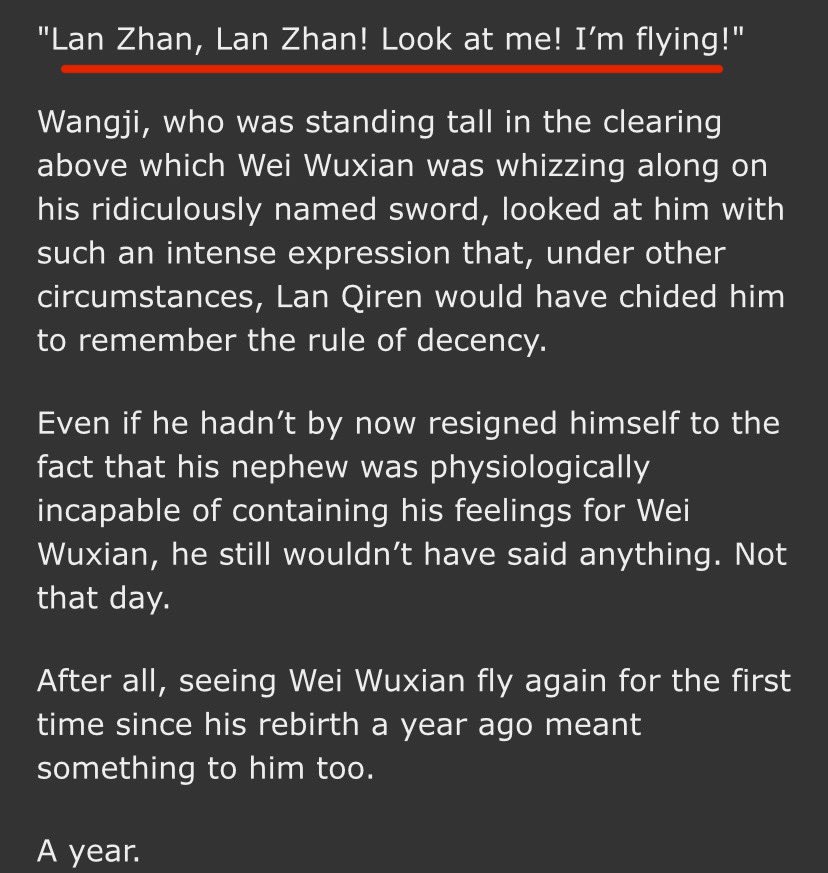 Elizabethswwann's tweet photo. SAW THE TAG “Wei Wuxian Has a New Golden Core” like OMFG it’s an official tag now //crying// AND THEN OPENED THE FIC AND THE FIRST LINE WAS “Lan Zhan, Lan Zhan look at me i am flying.” DO YOU UNDERSTAND WHAT YOU’VE DONE TO ME??? I AM SOBBING & SCREAMING!!!! I CANT BELIEVE THIS IS REAL I’M SO HAPPY FOR HIM 😭🫶