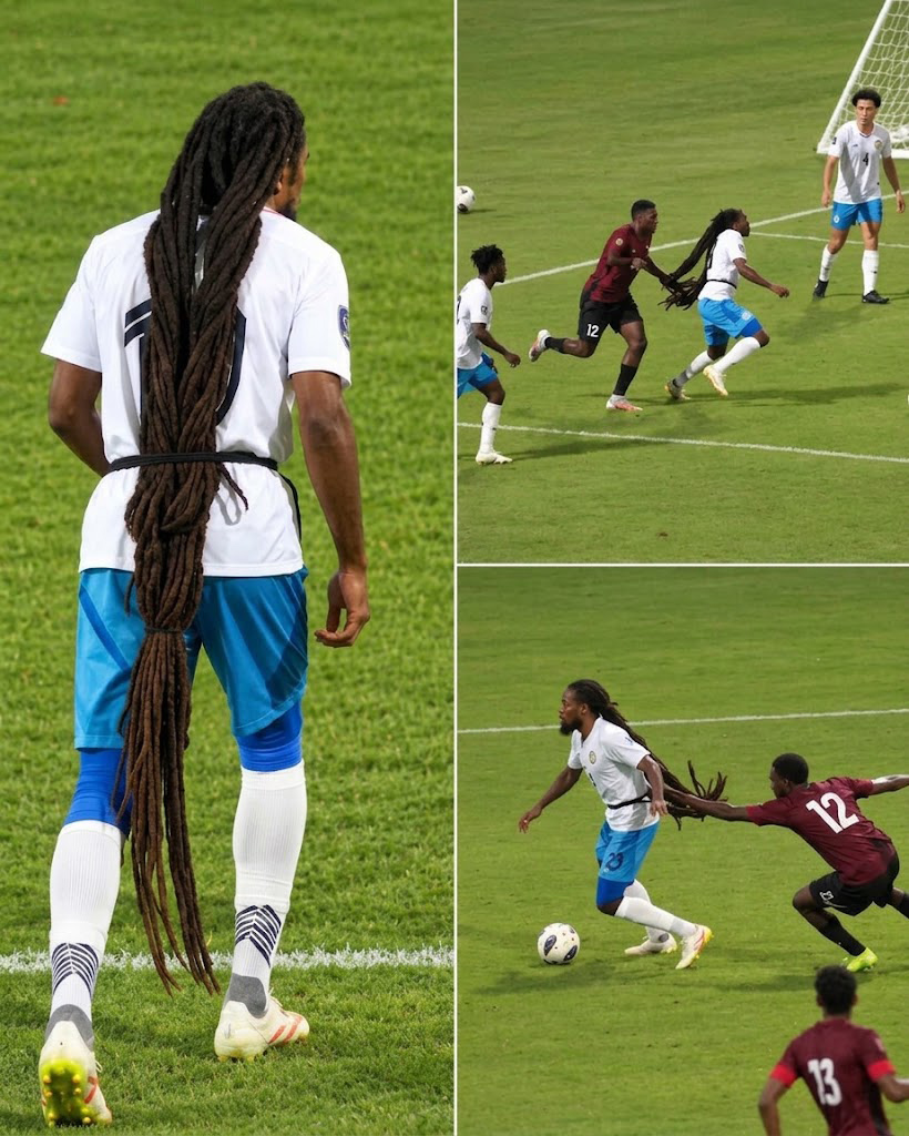 InsoliteFoot's tweet photo. En Ligue des nations de la CONCACAF, Aedan Scipio est entré en jeu avec Anguilla face à Antigua-et-Barbuda. Pendant le match, deux joueurs d’Antigua-et-Barbuda ont été expulsés… pour avoir tiré ses longues dreadlocks !  😭 😂 https://t.co/g9gluBfbM7