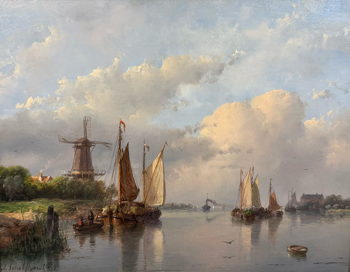 RomanticCanvas's tweet photo. A summer river view with sailing ships, a steamship in the distance

Andreas Schelfhout, 1858 https://t.co/uRG9Qb1d7A