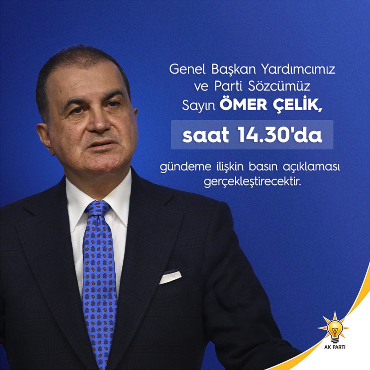 avmustafaozkan's tweet photo. Genel Başkan Yardımcımız ve Parti Sözcümüz Sayın Ömer Çelik saat 14.30'da gündeme ilişkin basın açıklaması gerçekleştirecektir.

@omerrcelik @abuyukgumus @yahyacelik_ @ozmehmetemin https://t.co/ZoWk7tLgQC