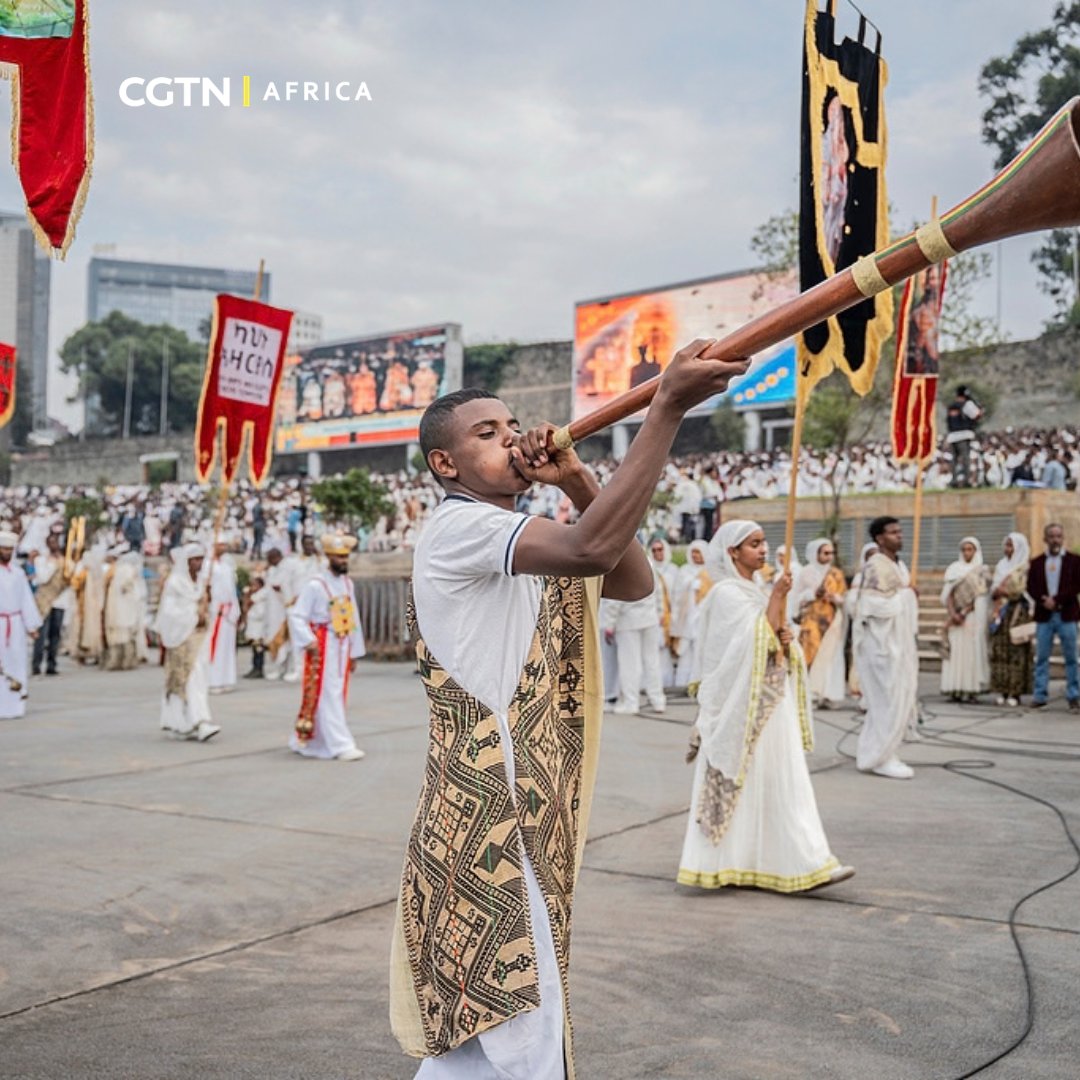 cgtnafrica's tweet photo. Ethiopia lights up for Meskel Festival

Millions of Ethiopians gathered for Meskel, filling cities and communities with prayers, music, traditional ceremonies and towering bonfires. The Meskel Festival is an annual celebration of the discovery of the True Cross by the Roman Empress Saint Helena during the 4th Century. The event comes as renewed fighting in Tigray has spread to neighboring Amhara and Afar regions, casting a shadow over this year’s festivities. For many communities, the holiday remains a deeply rooted expression of faith, culture and renewal at the close of the rainy season. #PulseOfAfrica