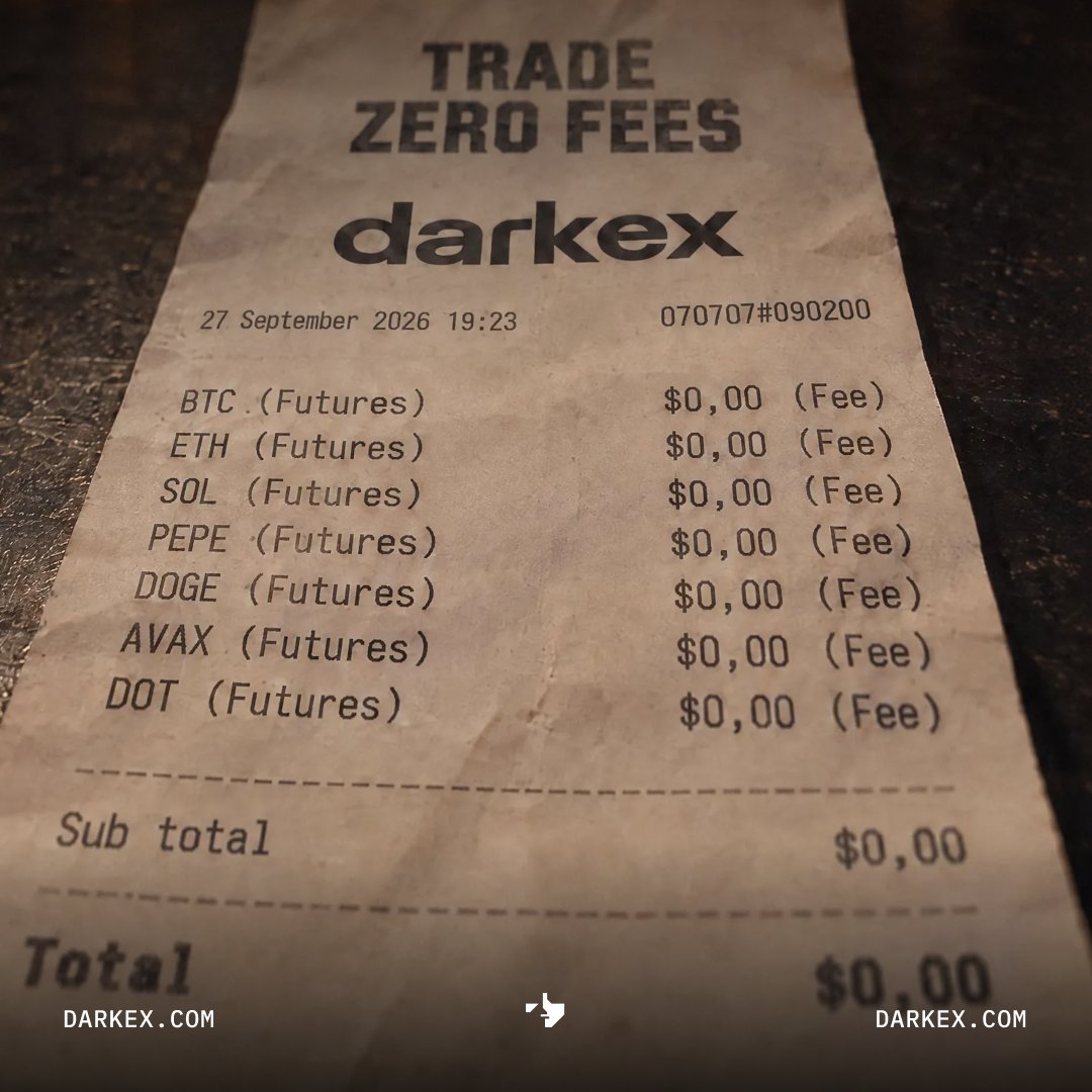 DarkexGlobal's tweet photo. More stays yours.
Zero fees mean your gains aren't split with commissions. https://t.co/mTspnfq3jb