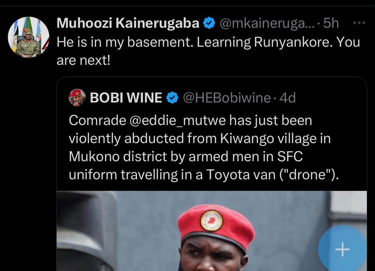 kfdmedia3's tweet photo. 🚨 EXPOSED:
@HEBobiWine exposes ongoing state brutality in Uganda, revealing that Eddie Mutwe remains unlawfully imprisoned and denied bail following his abduction and torture by General Muhoozi Kainerugaba.
Amid fresh threats of hanging political prisoners, struggle unstoppable https://t.co/oRHbeZmRiJ