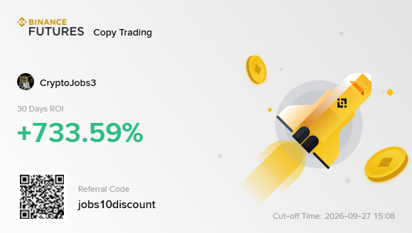 CryptoJobs3's tweet photo. 733% up on Binance copy trading 🏆

Momentum trend keeps building, target 1000%+.

If I get there, 100 USDT giveaway to one lucky follower.

L, S & C to enter 🐸