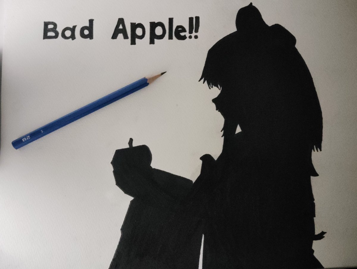 w3vvx25's tweet photo. 今日は時間がなかったのでコレで許してください！Bad  Apple!!のシルエットを描きました！ https://t.co/Kp7iuZGBQE